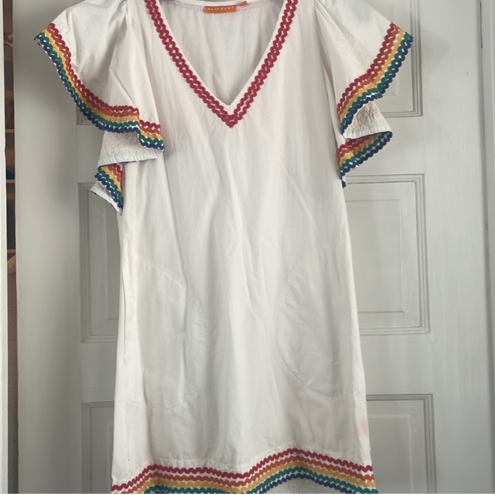 Oliphant white sheath dress with flutter sleeves - in like new condition